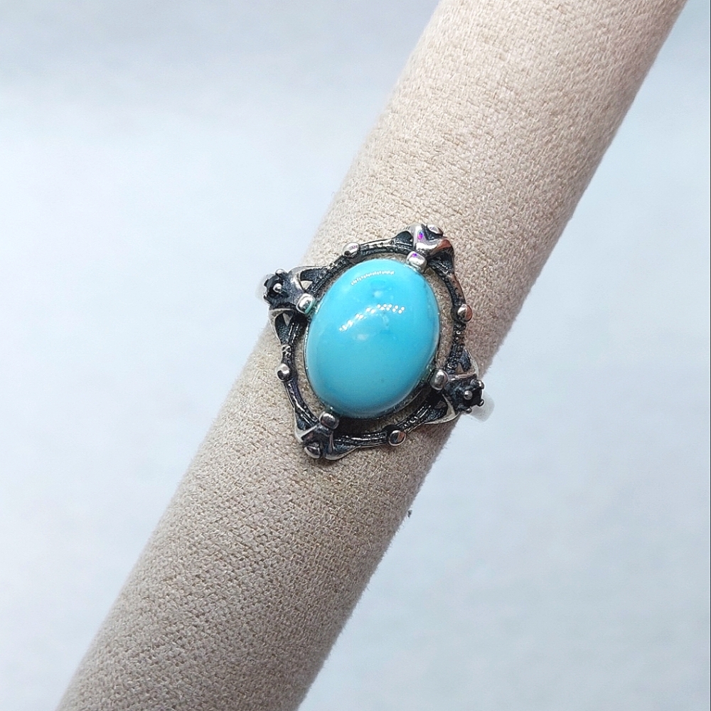 6.8ct Sleeping Beauty Turquoise Ring In Sterling Silver - Picture 1 of 3